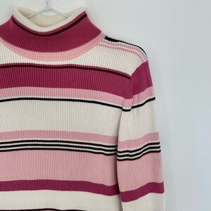 Vintage 1994 Northern Reflections Pink Valentine’s Day Striped Turtle Neck